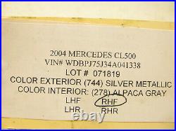 00-06 Mercedes W215 Cl55 Cl600 Cl500 Lower Seat Skin Passenger Front 071819