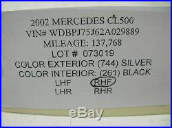 00-06 Mercedes W215 Cl55 Cl600 Cl500 Lower Seat Skin Passenger Front 073019