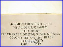 00-06 Mercedes W215 Cl55 Cl600 Cl500 Lower Seat Skin Passenger Front 4919