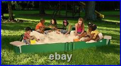 10' by 10' Sandbox With Cover, 4-Corner Seats, 1-Bench Seat, Ground Barrier