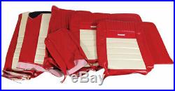 1964-1966 Mustang Deluxe Pony Front Bench & Rear Seat Cover Set-Red/White