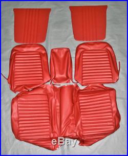 1965 Mustang Coupe Red Front and Rear Seat Cover Set with Front Bench Seat