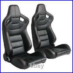 1 Pair Car Auto Sports Racing Seats PVC Leather Left+Right with Slider Universal