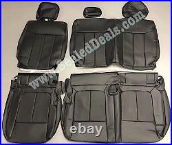 2013 2014 Ford F-150 XLT SuperCrew Katzkin Black Leather Seat Covers Front Bench