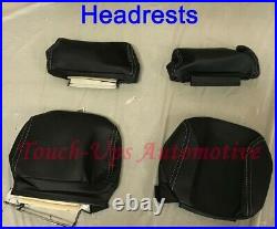 2014-2018 Silverado DOUBLE Cab WT Black Silver Leather Seat Covers Kit Bench