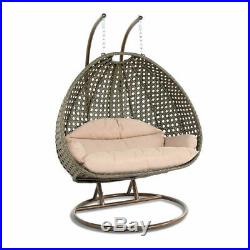 2 Person Outdoor Strong Rattan Hanging Wicker Swing Chair Egg Swing XL with Cover