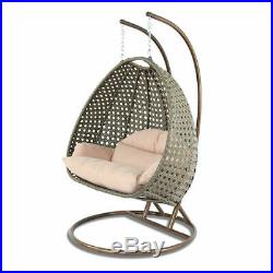 2 Person Outdoor Strong Rattan Hanging Wicker Swing Chair Egg Swing XL with Cover