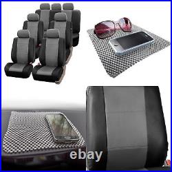 3 Row 7 Seaters Seat Covers Universal Fitment for SUV Gray Black with Dash Mat