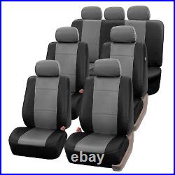 3 Row 7 Seaters Seat Covers Universal Fitment for SUV Gray Black with Dash Mat