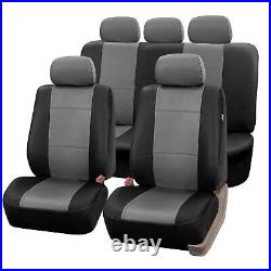 3 Row 7 Seaters Seat Covers Universal Fitment for SUV Gray Black with Dash Mat