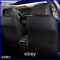 5D Full Surrounded Car Seat Cover Cushion Set with Pillow Blue&Black PU Leather US