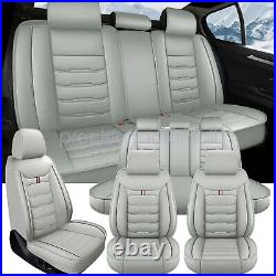 5-Seat Car Full Set PU Leather Cushion Waterproof Gray For Hyundai Sonata Tucson