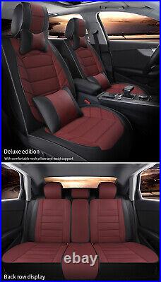 5 Seat Full Set Car Seat Cover Luxury Leather Front Rear Sedan SUV Back Cushion