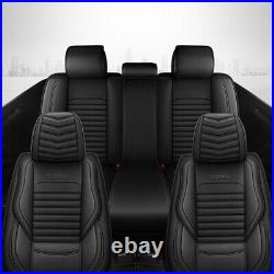 5-seat Faux Leather Car Seat Covers Set Universal Black Cushion Fit for Hyundai