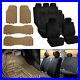 7 Seaters SUV VAN 3 Row Car Seat Covers Beige Black with Gray Rubber Floor Mats