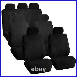 7 Seaters SUV VAN 3 Row Car Seat Covers Beige Black with Gray Rubber Floor Mats
