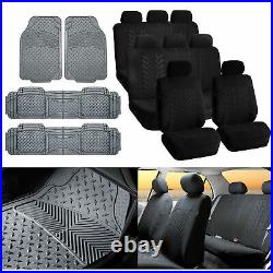 8Seaters 3ROW SUV Black Seat Covers with Gray Floor Mats For Sedan SUV VAN Truck
