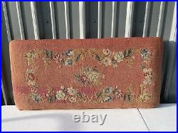 Antique Needlepoint Tapestry Piano Seat Bench Top Lid Cover Cross Stitch Floral