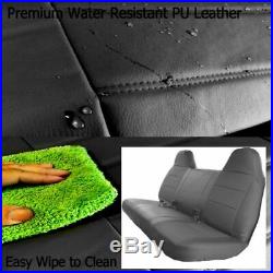 BLACK PU LEATHER Front Bench Seat Cover Molded Headrest F-Series Truck Thick