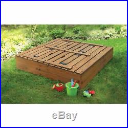 Badger Basket Covered Cedar Sandbox with Benches and Seat Natural/Green 46.5 inc