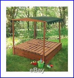 Badger Basket Covered Convertible Cedar Sandbox Canopy Bench Seats Outdoor 99895