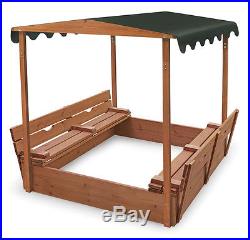 Badger Basket Covered Convertible Cedar Sandbox withCanopy & 2 Bench Seats 99895