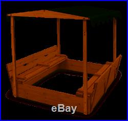 Badger Basket Covered Convertible Cedar Sandbox with Canopy and Two Bench Seats