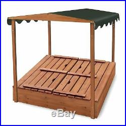 Badger Basket Covered Convertible Cedar Sandbox with Canopy and Two Bench Seats