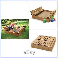 Badger Basket Covered Convertible Cedar Sandbox with Two Bench Seats
