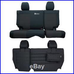 Bartact JKSC2013R4BB Rear Split Bench Seat Cover (Black/Black)