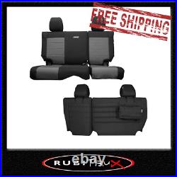Bartact Supreme Rear Split Bench Seat Cover Black And Graphite