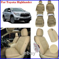 Beige Tailored Waterproof Seat Covers Front 2 for TOYOTA HIGHLANDER 2014-2019