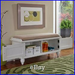 Bench Storage Cabinet Wood Frame Cushion Seat Fabric Cover Powder Coated Durable