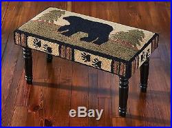 Benches Black Bear Upholstered Bench Hand Hooked Seat Cover