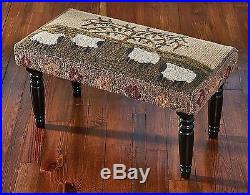 Benches Flock Of Sheep Upholstered Bench Hand Hooked Seat Cover