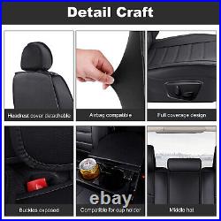 Black Car 5 Seat Covers Full Set For Honda CR-V 2008-2023 PU Leather Waterproof