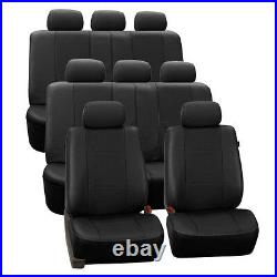 Black Deluxe Perforated Leatherette 8 Seater 3 Row Set Split Bench Seat Covers