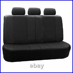 Black Deluxe Perforated Leatherette 8 Seater 3 Row Set Split Bench Seat Covers