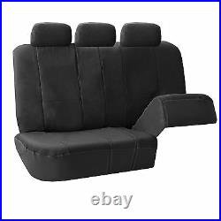 Black Deluxe Perforated Leatherette 8 Seater 3 Row Set Split Bench Seat Covers