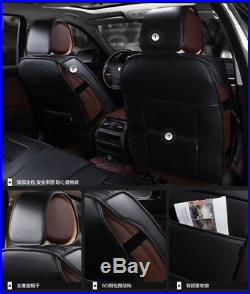 Black PU Leather Car Cushion Seat Cover Full Wrap Front+Rear Bench 5-Seats Pad