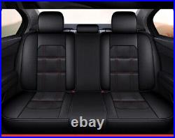 Black+Red Line PU Leather Car Seat Covers Front+Rear Cushion Full Surrounded USA