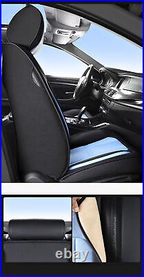 Black+Red Line PU Leather Car Seat Covers Front+Rear Cushion Full Surrounded USA