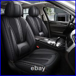 Breathable Car Seat Covers Set Universal Faux Leather Black Fit for Hyundai