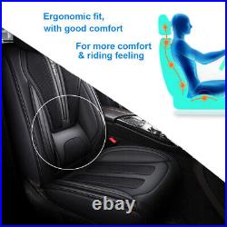 Breathable Car Seat Covers Set Universal Faux Leather Black Fit for Hyundai