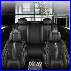 Breathable Car Seat Covers Set Universal Faux Leather Black Fit for Hyundai