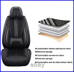 Breathable Car Seat Covers Set Universal Faux Leather Black Fit for Hyundai