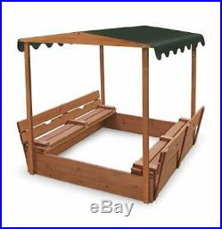 Canopy Covered Convertible Cedar Sandbox/Bench Seats