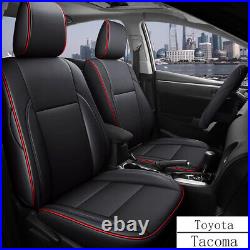 Car 5-Seat Cover PU Leather Black Custom For Toyota Tacoma 2016-2023 Red Lines