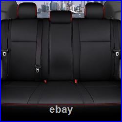 Car 5-Seat Cover PU Leather Black Custom For Toyota Tacoma 2016-2023 Red Lines