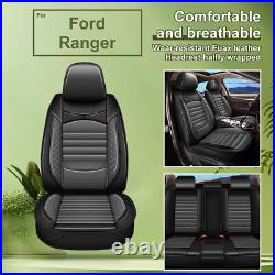 Car 5-Seat Covers Fuax Leather Cushion Pad Fit For Ford Ranger 2019-2024 Black